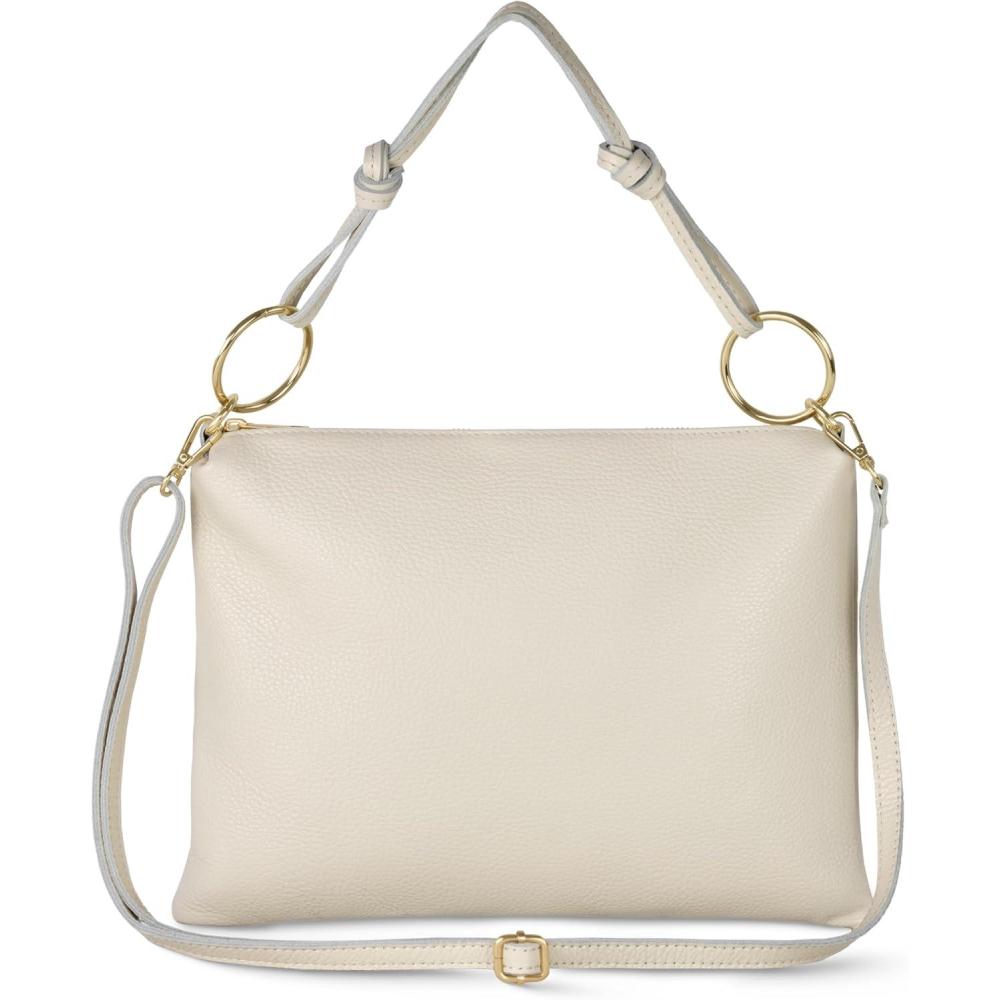 imageItalian Calf Leather Shoulder Bag for Women  Rectangular Handbag Purse with Zipper TopHandle ampamp Crossbody StrapBeige