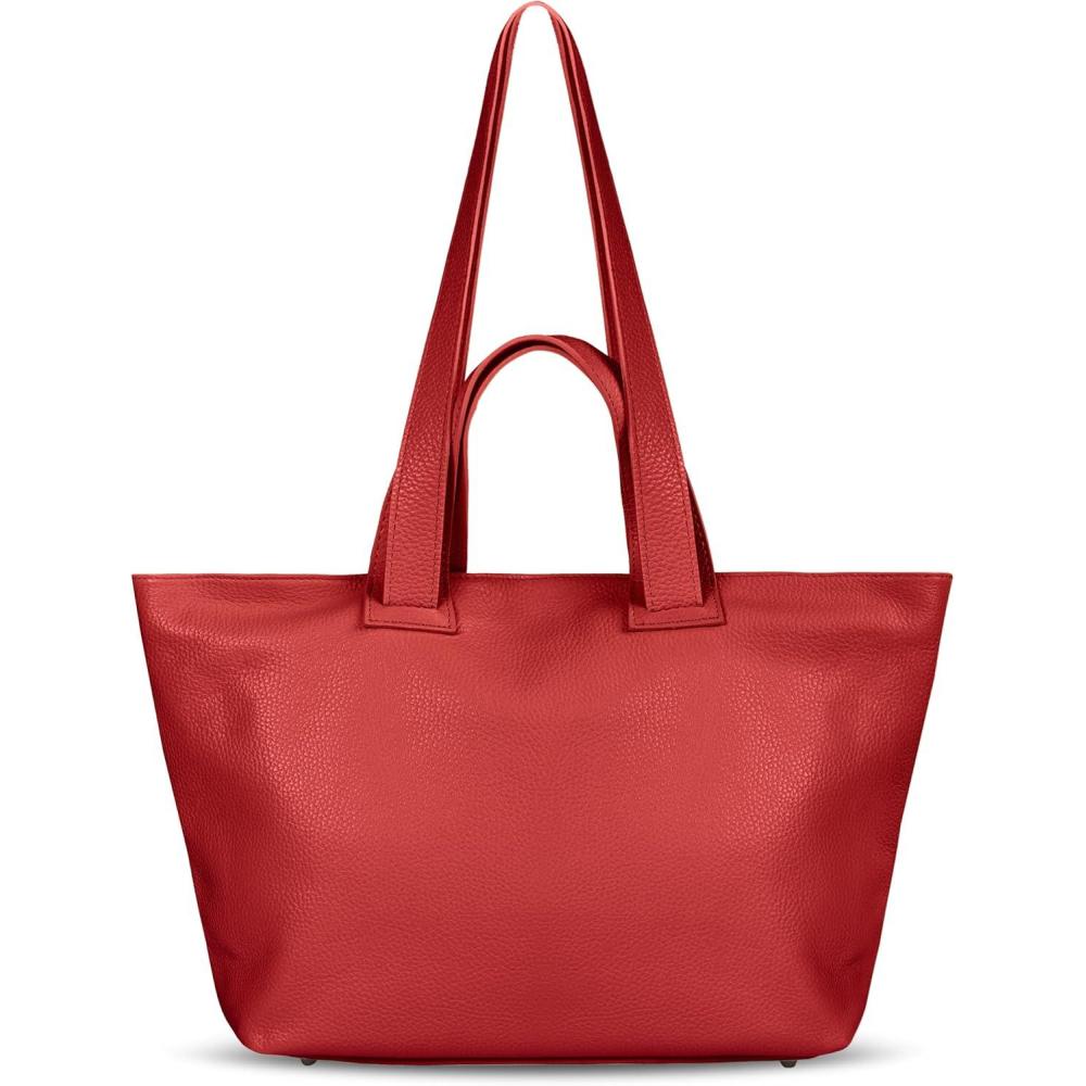 imageItalian Calf Leather Tote Bag for Women with Zipper ampamp Double Straps  Large Soft Laptop Shoulder Handbag for WorkRed