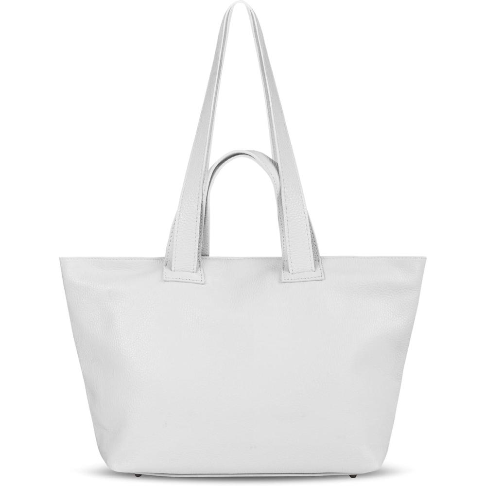 imageItalian Calf Leather Tote Bag for Women with Zipper ampamp Double Straps  Large Soft Laptop Shoulder Handbag for WorkWhite