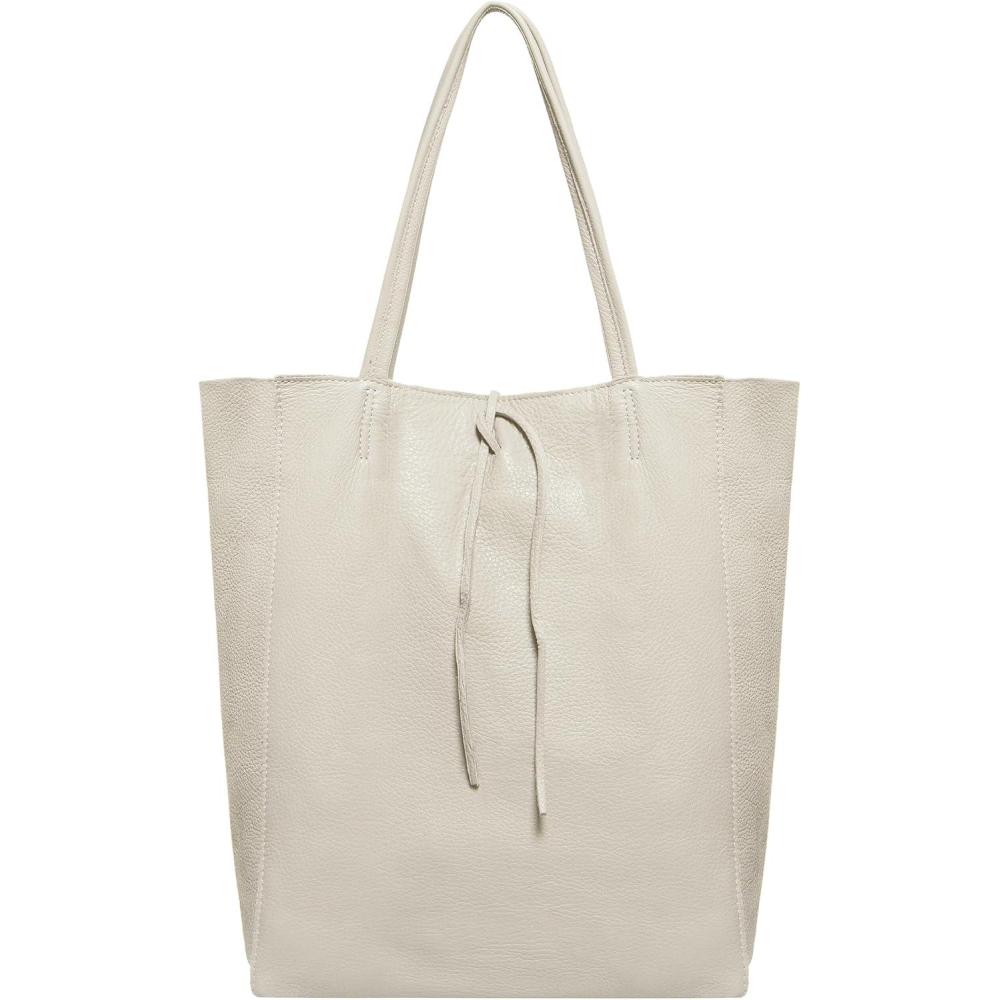 imageItalian Calf Leather Tote for Women with Zipper Inner Pocket ampamp Flat Base  Soft Unlined Shopper for Work ampamp TravelBeige