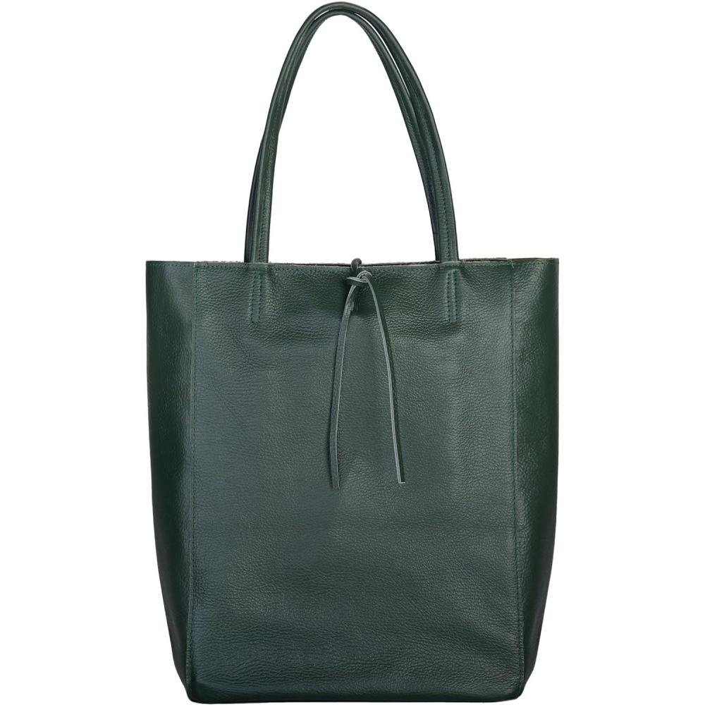 imageItalian Calf Leather Tote for Women with Zipper Inner Pocket ampamp Flat Base Soft Unlined Shopper for Work ampamp TravelDark Green