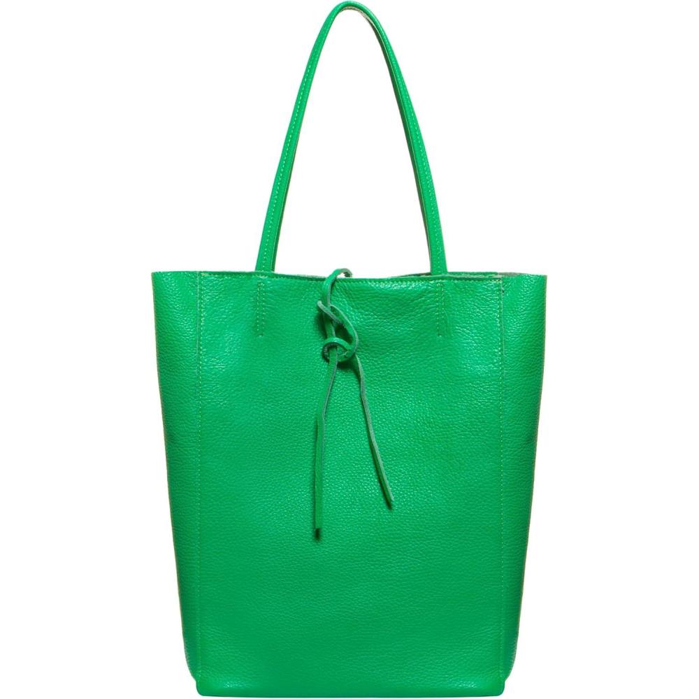 imageItalian Calf Leather Tote for Women with Zipper Inner Pocket ampamp Flat Base Soft Unlined Shopper for Work ampamp TravelGreen