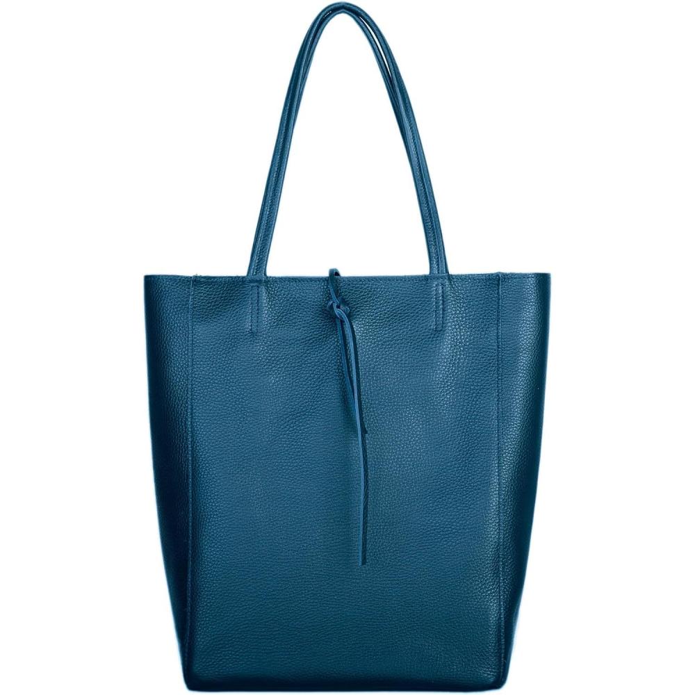 imageItalian Calf Leather Tote for Women with Zipper Inner Pocket ampamp Flat Base Soft Unlined Shopper for Work ampamp TravelTeal