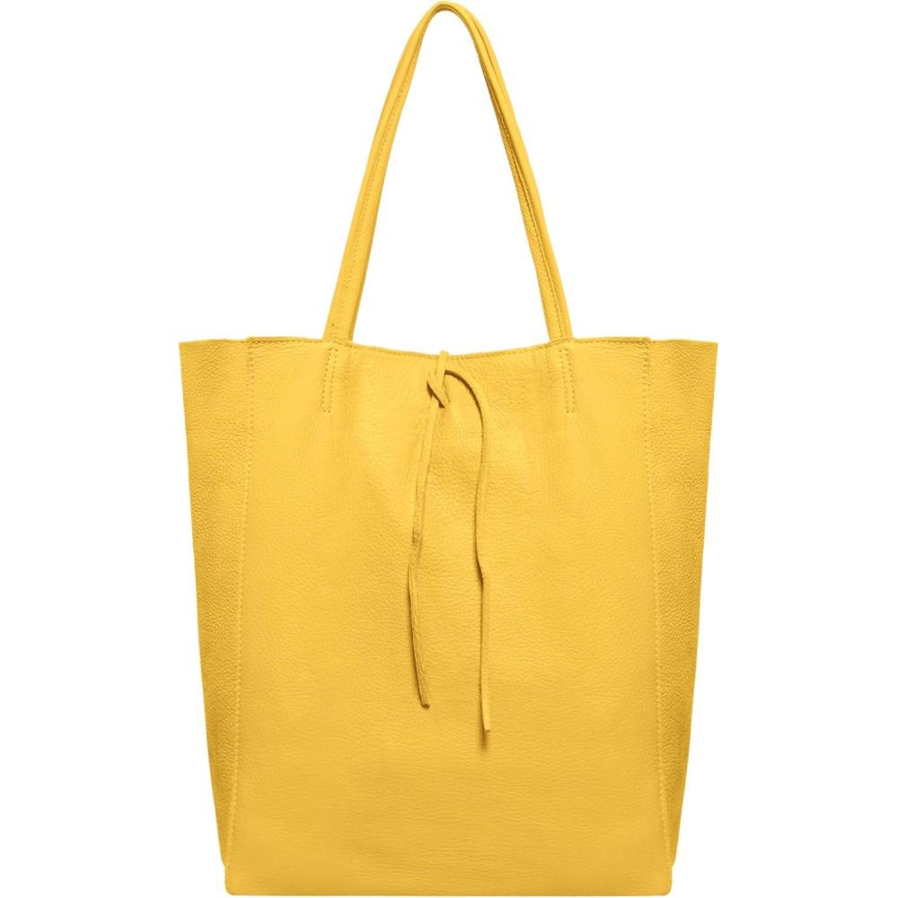 imageItalian Calf Leather Tote for Women with Zipper Inner Pocket ampamp Flat Base Soft Unlined Shopper for Work ampamp TravelYellow