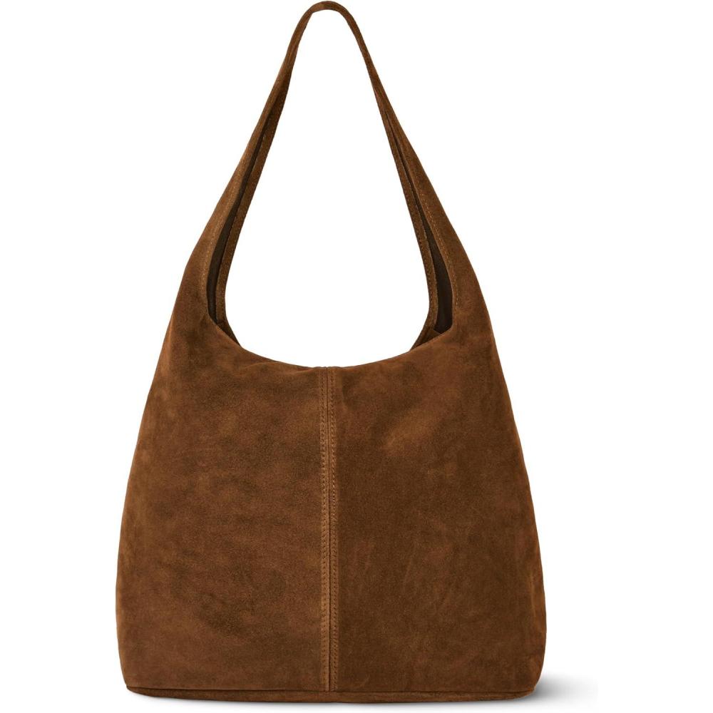 imageItalian Genuine Suede Hobo Bag for Women with Zipper and Single Strap  Large Soft Slouchy Shoulder Handbag PurseMocha