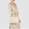 Italian Calf Leather Shoulder Bag for Women | Rectangular Handbag Purse with Zipper, Top-Handle & Crossbody Strap(Beige)