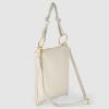 Italian Calf Leather Shoulder Bag for Women | Rectangular Handbag Purse with Zipper, Top-Handle & Crossbody Strap(Beige)