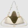 Italian Calf Leather Shoulder Bag for Women | Rectangular Handbag Purse with Zipper, Top-Handle & Crossbody Strap(Beige)