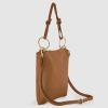 Italian Calf Leather Shoulder Bag for Women | Rectangular Handbag Purse with Zipper, Top-Handle & Crossbody Strap(Brown)