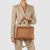 Italian Calf Leather Shoulder Bag for Women | Rectangular Handbag Purse with Zipper, Top-Handle & Crossbody Strap(Brown)