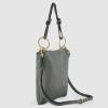 Italian Calf Leather Shoulder Bag for Women | Rectangular Handbag Purse with Zipper, Top-Handle & Crossbody Strap(Dark Grey)