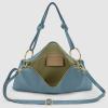 Italian Calf Leather Shoulder Bag for Women | Rectangular Handbag Purse with Zipper, Top-Handle & Crossbody Strap(Denim)