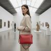 Italian Calf Leather Shoulder Bag for Women | Rectangular Handbag Purse with Zipper, Top-Handle & Crossbody Strap(Red)