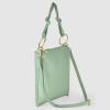 Italian Calf Leather Shoulder Bag for Women | Rectangular Handbag Purse with Zipper, Top-Handle & Crossbody Strap(Sage Green)