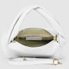 Italian Calf Leather Top-Handle Bag for Women with Zipper Magnetic Flap & Twisted Handle | Crossbody Shoulder Purse(White)