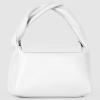 Italian Calf Leather Top-Handle Bag for Women with Zipper Magnetic Flap & Twisted Handle | Crossbody Shoulder Purse(White)