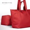 Italian Calf Leather Tote Bag for Women with Zipper & Double Straps | Large Soft Laptop Shoulder Handbag for Work(Red)