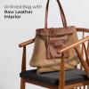 Italian Calf Leather Tote for Women with Zipper, Inner Pocket & Flat Base | Soft Unlined Shopper for Work & Travel(Brown)
