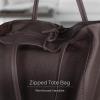 Italian Calf Leather Tote for Women with Zipper, Inner Pocket & Flat Base | Soft Unlined Shopper for Work & Travel(Chocolate)
