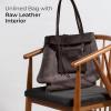 Italian Calf Leather Tote for Women with Zipper, Inner Pocket & Flat Base | Soft Unlined Shopper for Work & Travel(Chocolate)