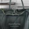 Italian Calf Leather Tote for Women with Zipper, Inner Pocket & Flat Base | Soft Unlined Shopper for Work & Travel(Dark Green)
