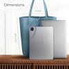 Italian Calf Leather Tote for Women with Zipper, Inner Pocket & Flat Base | Soft Unlined Shopper for Work & Travel(Denim)
