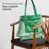 Italian Calf Leather Tote for Women with Zipper, Inner Pocket & Flat Base | Soft Unlined Shopper for Work & Travel(Green)