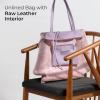 Italian Calf Leather Tote for Women with Zipper, Inner Pocket & Flat Base | Soft Unlined Shopper for Work & Travel(Lilac)