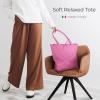 Italian Calf Leather Tote for Women with Zipper, Inner Pocket & Flat Base | Soft Unlined Shopper for Work & Travel(Pink)