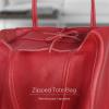 Italian Calf Leather Tote for Women with Zipper, Inner Pocket & Flat Base | Soft Unlined Shopper for Work & Travel(Red)