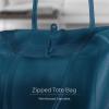 Italian Calf Leather Tote for Women with Zipper, Inner Pocket & Flat Base | Soft Unlined Shopper for Work & Travel(Teal)