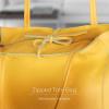 Italian Calf Leather Tote for Women with Zipper, Inner Pocket & Flat Base | Soft Unlined Shopper for Work & Travel(Yellow)