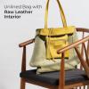 Italian Calf Leather Tote for Women with Zipper, Inner Pocket & Flat Base | Soft Unlined Shopper for Work & Travel(Yellow)
