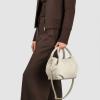 Italian Calfskin Top-Handle Bag for Women with Zipper & Detachable Strap | Small Shoulder Handbag Crossbody Purse(Beige)