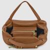 Italian Calfskin Top-Handle Bag for Women with Zipper & Detachable Strap | Small Shoulder Handbag Crossbody Purse(Brown)