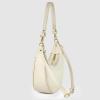 Italian Genuine Leather Shoulder Bag for Women, Crescent Saddle Style with Short & Long Straps | Soft Leather Purse(Beige)