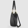 Italian Genuine Leather Shoulder Bag for Women, Crescent Saddle Style with Short & Long Straps | Soft Leather Purse(Black)