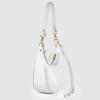Italian Genuine Leather Shoulder Bag for Women, Crescent Saddle Style with Short & Long Straps | Soft Leather Purse(White)
