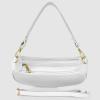 Italian Genuine Leather Shoulder Bag for Women, Crescent Saddle Style with Short & Long Straps | Soft Leather Purse(White)