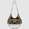 Italian Genuine Metallic Suede Tote Bag for Women with Leopard Print & Zipper | Soft Vertical Medium Leather Purse(Bronze)
