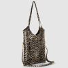 Italian Genuine Metallic Suede Tote Bag for Women with Leopard Print & Zipper | Soft Vertical Medium Leather Purse(Bronze)