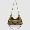 Italian Genuine Metallic Suede Tote Bag for Women with Leopard Print & Zipper | Soft Vertical Medium Leather Purse(Gold)