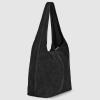Italian Genuine Suede Hobo Bag for Women with Zipper and Single Strap | Large Soft Slouchy Shoulder Handbag Purse(Black)