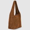 Italian Genuine Suede Hobo Bag for Women with Zipper and Single Strap | Large Soft Slouchy Shoulder Handbag Purse(Mocha)