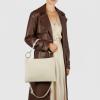 Italian Genuine Suede Shoulder Bag for Women | Rectangular Slim Handbag with Zipper, Top Handle & Crossbody Strap(Beige)