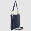 Italian Genuine Suede Shoulder Bag for Women | Rectangular Slim Handbag with Zipper, Top Handle & Crossbody Strap(Dark Blue)