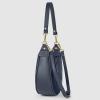Italian Genuine Suede Shoulder Bag for Women, Crescent Saddle Style with Short & Long Straps | Mixed Leather Purse(Dark Blue)