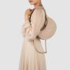 Italian Genuine Suede Shoulder Bag for Women, Crescent Saddle Style with Short & Long Straps | Mixed Leather Purse(Nude)