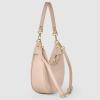 Italian Genuine Suede Shoulder Bag for Women, Crescent Saddle Style with Short & Long Straps | Mixed Leather Purse(Nude)