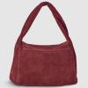 Italian Genuine Suede Top-Handle Bag for Women with Zipper Magnetic Flap & Twisted Handle | Crossbody Shoulder Purse(Burgundy)